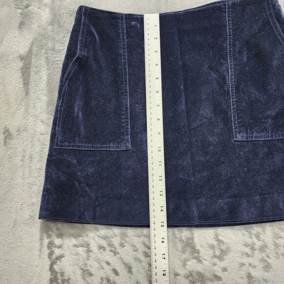 Gap Skirt Womens 2 Blue True Indigo Velvet Mini A-Line Pockets Back Zip Preppy - Picture 7 of 8